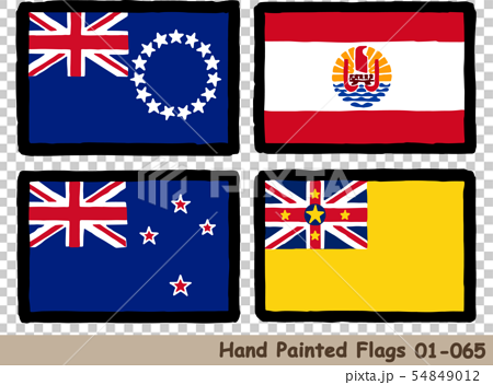 手描きの旗アイコン クック諸島の旗 ポリネシアの旗 ニュージーランド