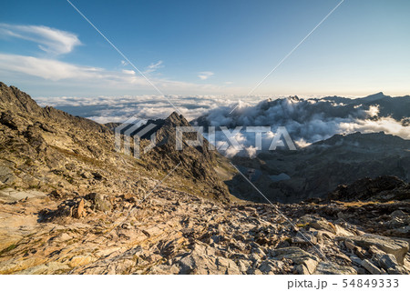 Mountains with Inversion at Sunset 54849333