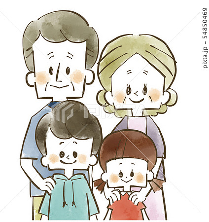 家族-孫と祖父母-水彩 家族-孫と祖父母-水彩 54850469
