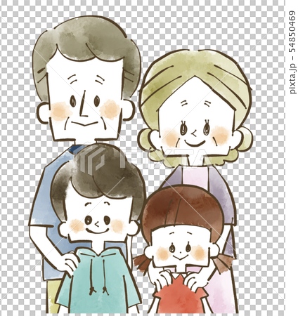 家族-孫と祖父母-水彩 家族-孫と祖父母-水彩 54850469