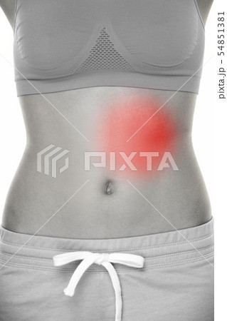 Female body pain - stomach injury 54851381