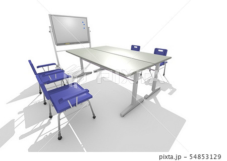 机・椅子・ホワイトボード（白バック） 54853129