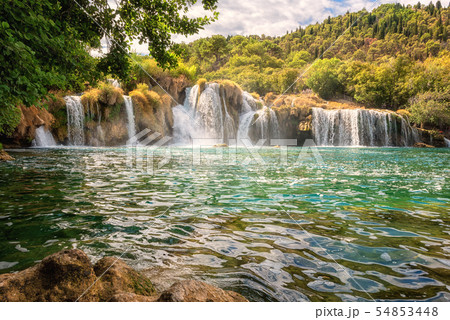 Amazing nature landscape, waterfall Skradinski buk, Krka National Park, Croatia 54853448