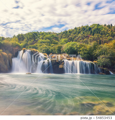 Amazing nature landscape, waterfall Skradinski buk, Krka National Park, Croatia 54853453