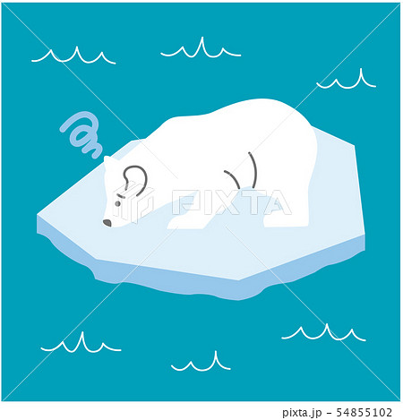 氷が溶けて困る白熊のイラスト素材