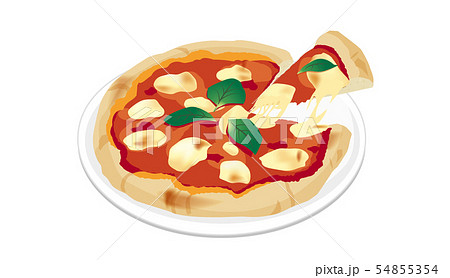 マルゲリータピザのイラスト素材