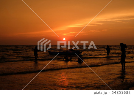 Sunset on the beach background. Sunset on the beach background. 54855682