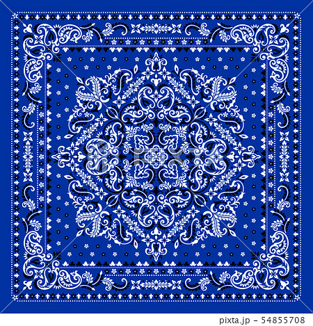 Vector ornament Bandana Print. Traditional ornamental ethnic pattern with paisley and flowers. Silk Vector ornament Bandana Print. Traditional ornamental ethnic pattern with paisley and flowers. Silk 54855708