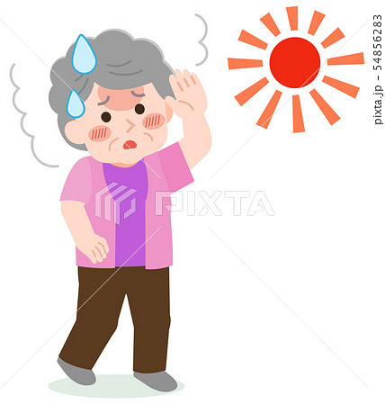高齢女性 熱中症 度 イラストのイラスト素材