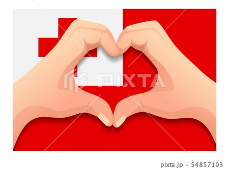 Tonga flag and hand heart shape 54857193