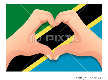 Tanzania flag and hand heart shape 54857196