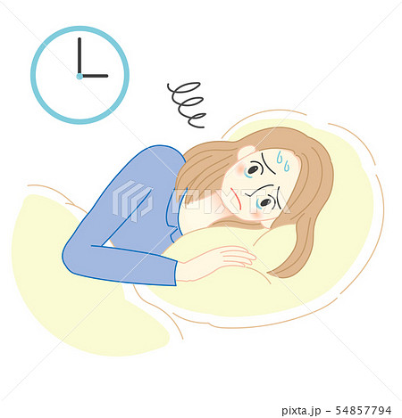 女性 不眠症 眠れない イラストのイラスト素材 54857794 Pixta