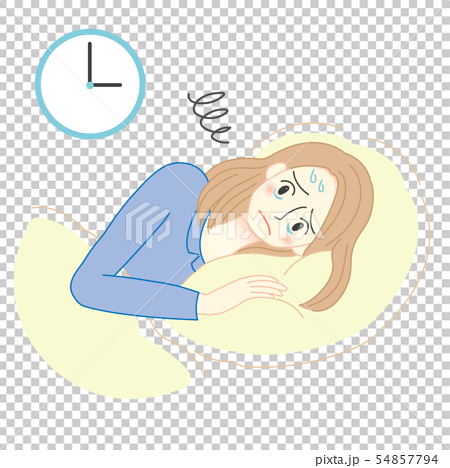 女性 不眠症 眠れない イラストのイラスト素材