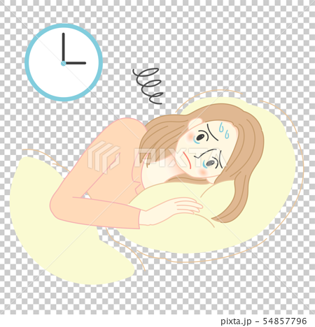 女性 不眠症 眠れない イラストのイラスト素材