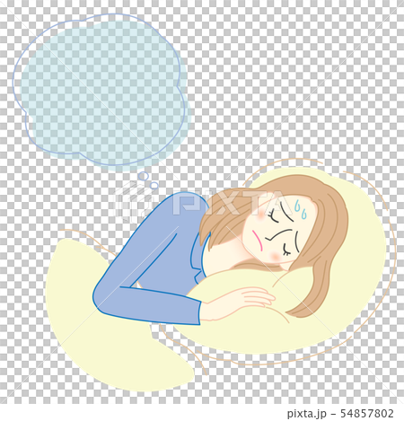 女性 不眠症 眠れない イラストのイラスト素材