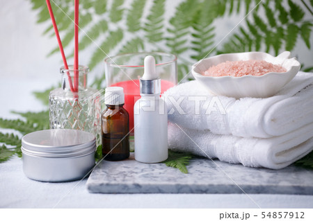 Beauty and fashion concept with spa set on marble Beauty and fashion concept with spa set on marble 54857912