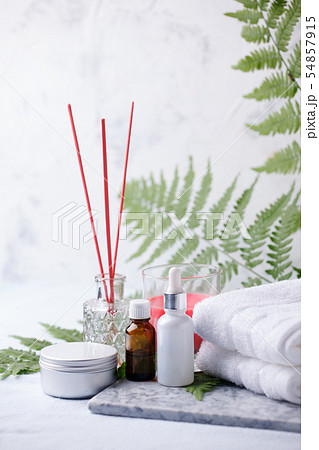 Organic cosmetics, spa concept. Empty space, flat 54857915