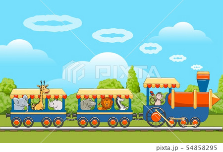 Baby Animals Trainのイラスト素材