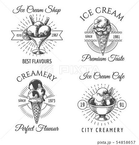 Ice cream sketch badges 54858657
