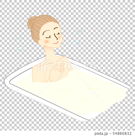 入浴する女性のイラスト 入浴剤のイラスト素材