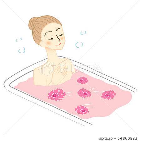 入浴する女性のイラスト 入浴剤のイラスト素材