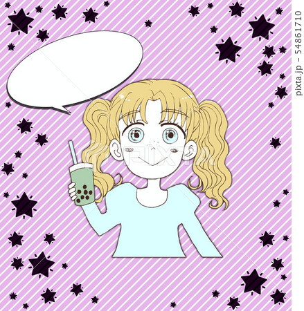 タピオカミルクティーと女の子 54861710
