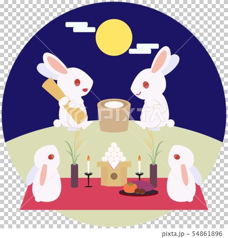 うさぎのお月見1のイラスト素材