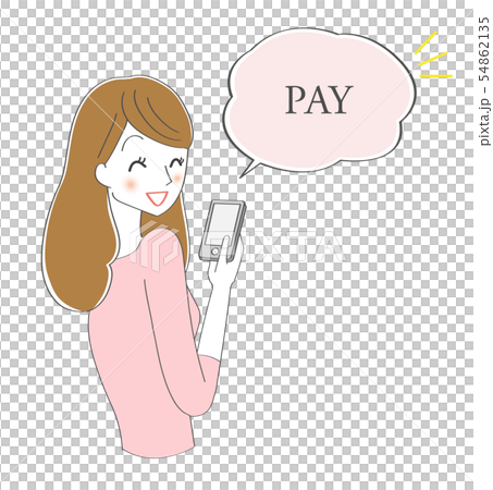 スマホ決済 キャッシュレス 女性 スマホ決済 キャッシュレス 女性 54862135