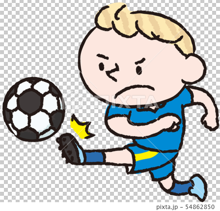 サッカーをする白人の男の子 サッカーをする白人の男の子 54862850