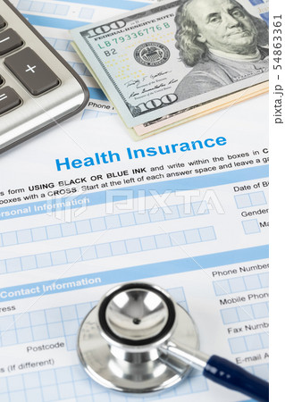 Health insurance application form with stethoscope 54863361