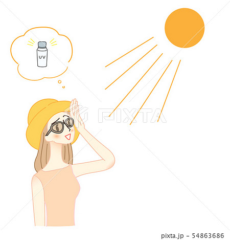 紫外線を気にする女性 日焼け 夏のイラスト素材
