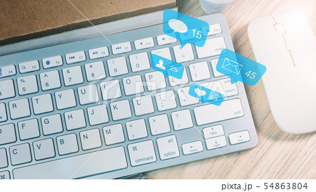 social media symbol for  technology content. 54863804