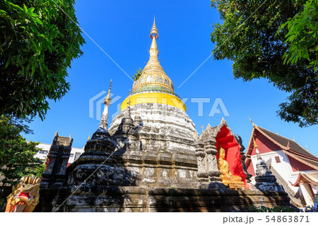 Golden decorated pagoda at Wat Bubparam Temple. 54863871