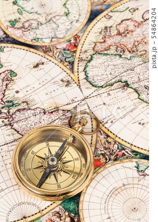 Compass on vintage ancient map, concept for Compass on vintage ancient map, concept for 54864204