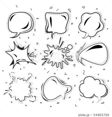 Cartoon speech bubble black white vector set 54865780