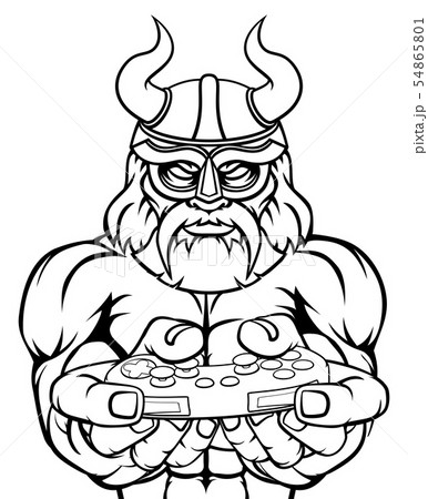 Viking Gamer Gladiator Warrior Controller Mascot 54865801