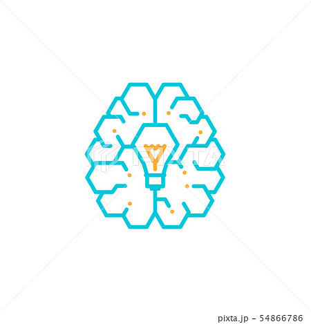 Top Brain logo icon with Incandescent light bulb 54866786