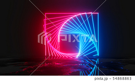 Glowing neon rectangles on dark background 54868863