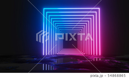 Glowing neon rectangles on dark background 54868865