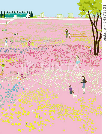 お花畑と牧場 54871501