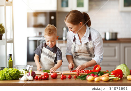 happy family mother with child son preparing 54871691