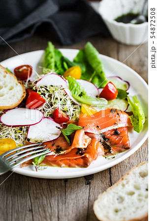 Smoked Salmon, Alfalfa Sprout ,Cherry Tomato Salad 54872508