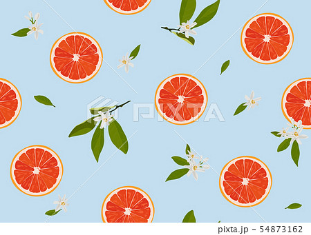 Orange fruits slice seamless pattern with flowers 54873162