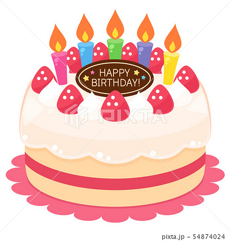 生クリームと苺の誕生日ケーキ 54874024