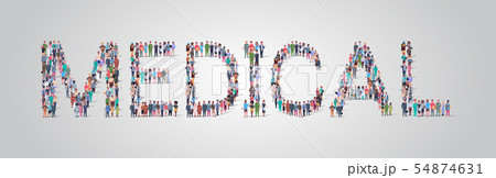 people crowd gathering in shape of medical word different occupation employees mix race workers people crowd gathering in shape of medical word different occupation employees mix race workers 54874631