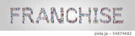 people crowd gathering in shape of franchise word different occupation employees mix race workers people crowd gathering in shape of franchise word different occupation employees mix race workers 54874682