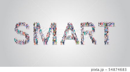people crowd gathering in shape of smart word different occupation employees mix race workers group people crowd gathering in shape of smart word different occupation employees mix race workers group 54874683