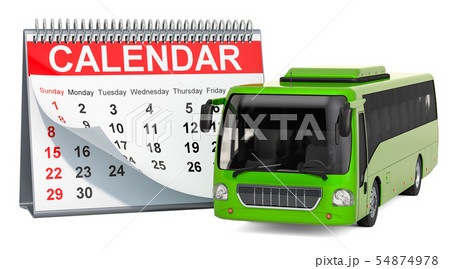 Bus Travel Calendar concept. Desk calendar 54874978