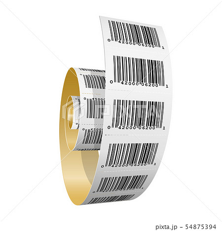 Paper roll with barcode stickers - scanning labels 54875394