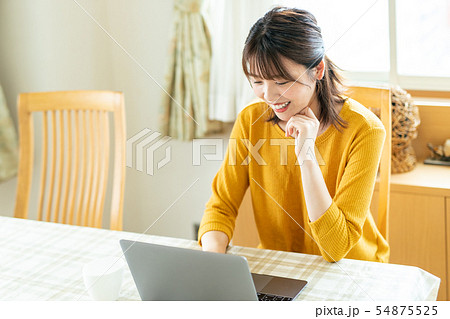 自宅 パソコン 女性 自宅 パソコン 女性 54875525